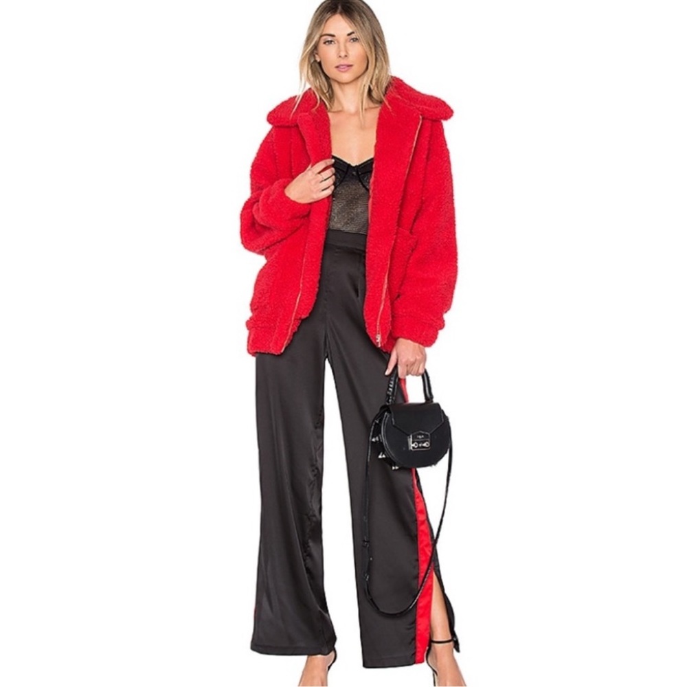 I. Am. Gia Pixie Oversized Teddy Coat Red size Medium Revolve $110 - Picture 14 of 16